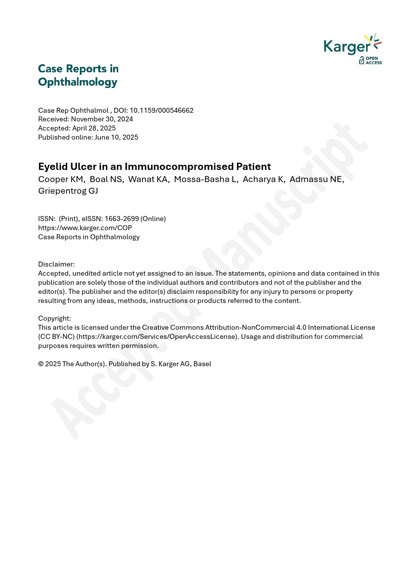 First page of Eyelid Ulcer in an Immunocompromised Patient