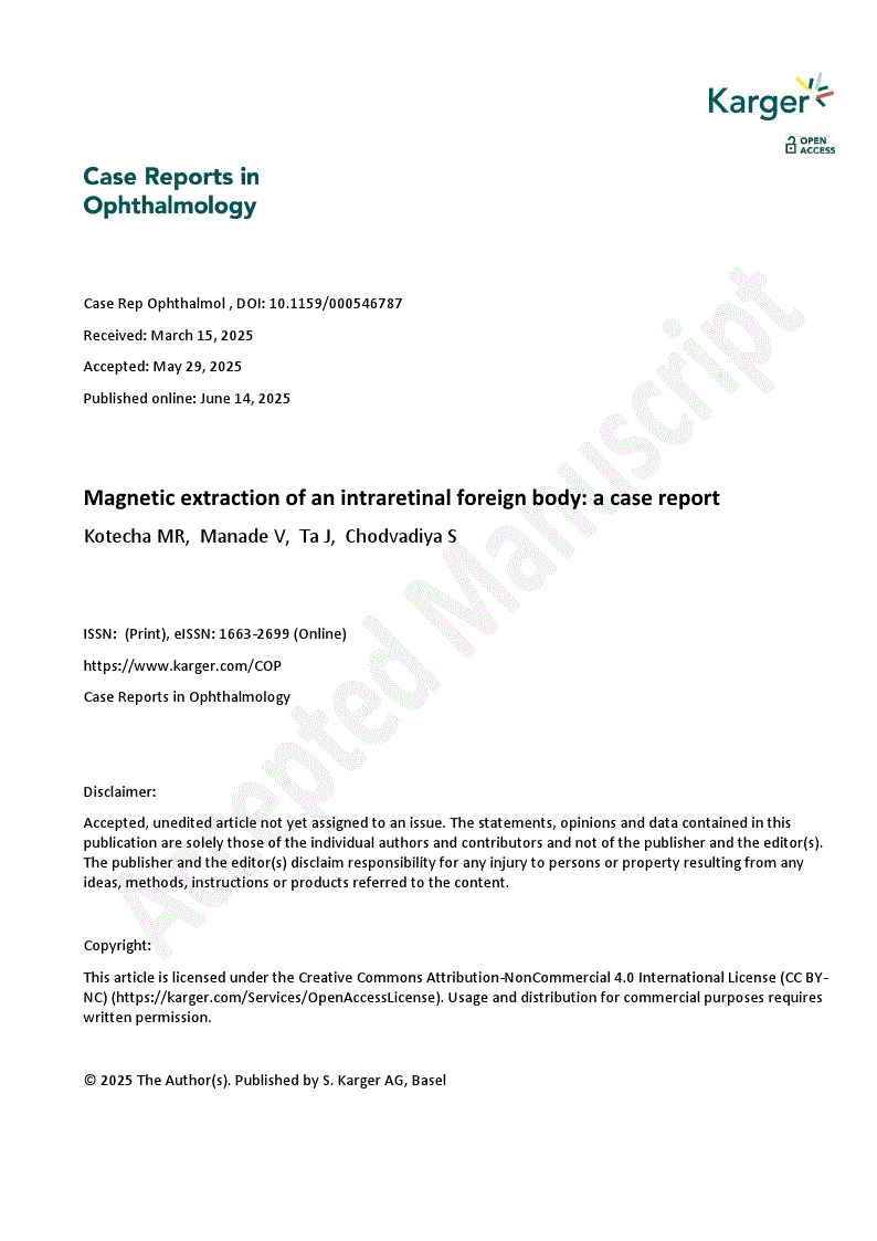 First page of Magnetic extraction of an intraretinal foreign body: a case report