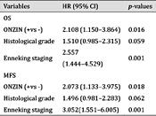 Multivariate analysis of factors associated with OS and MFS. Abbreviations: HR, hazard ratio; CI, confidence interval; OS, overall survival; MFS, metastasis-free survival