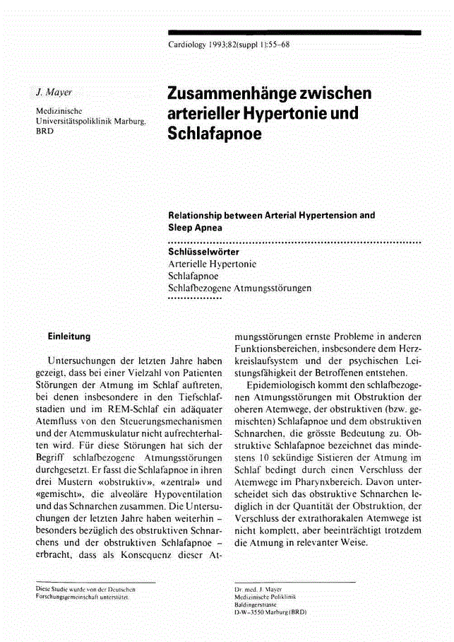 First page of Zusammenhänge zwischen arterieller Hypertonie und Schlafapnoe<subtitle>Relationship between Arterial Hypertension and Sleep Apnea</subtitle>