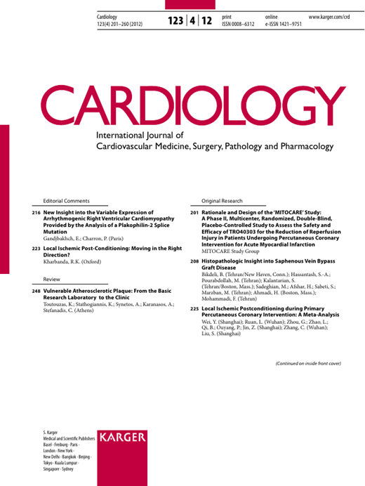 Karger Papers Volume 123 Issue 4 | Cardiology | Karger Publishers
