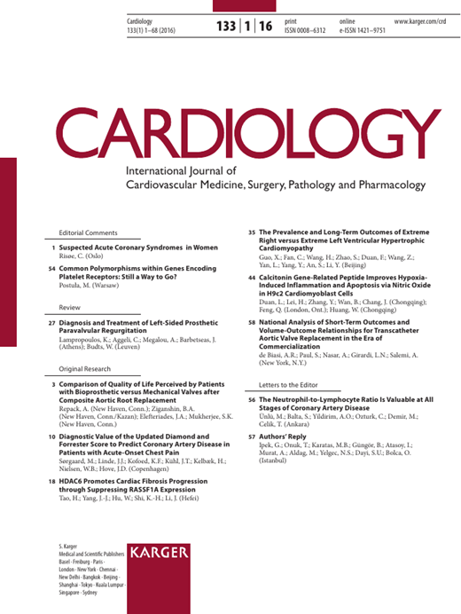 Cardiology Cover Image for Volume 133, Issue 1
