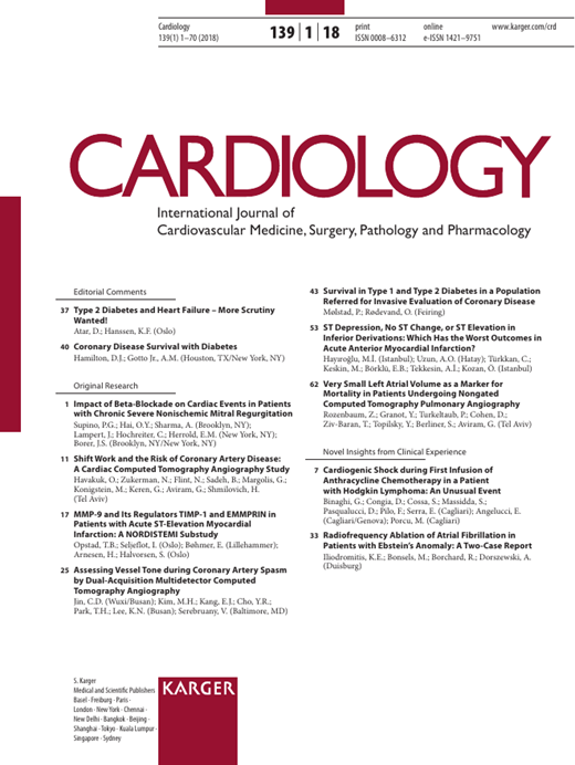 Cardiology Cover Image for Volume 139, Issue 1