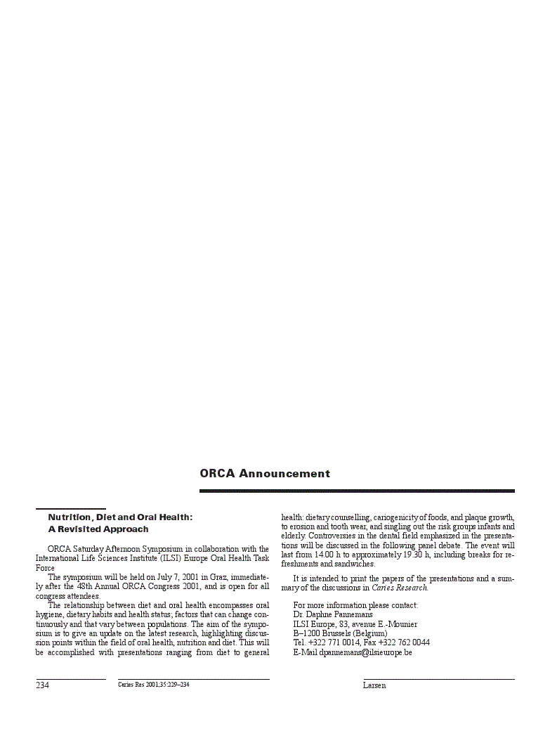 First page of ORCA Announcement