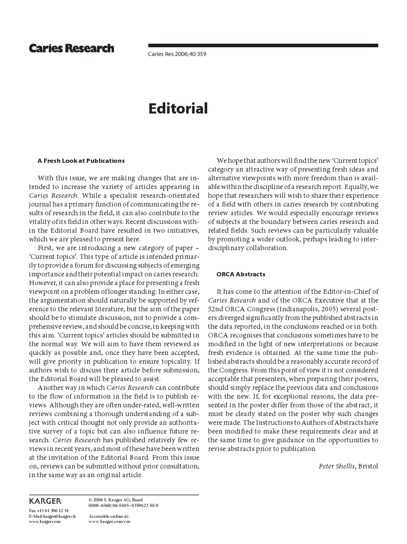 First page of Editorial