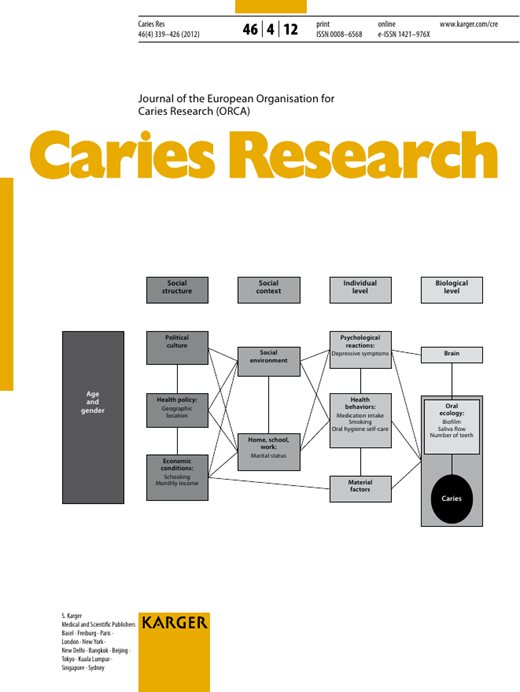 Caries Research Cover Image for Volume 46, Issue 4