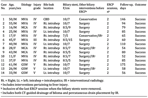 Patients with traumatic bile leak: characteristics, endoscopic interventions, and outcomes
