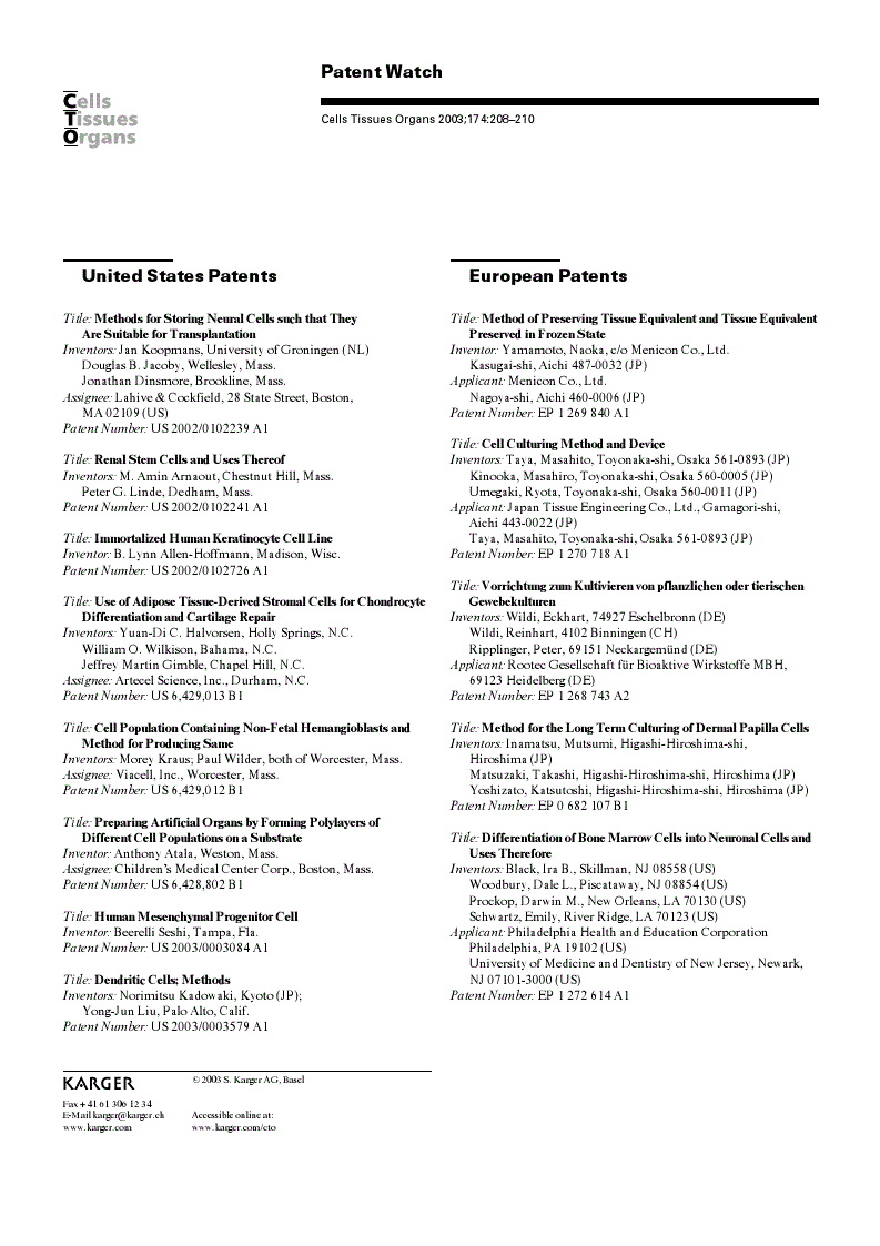 First page of Patent Watch