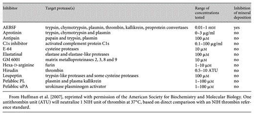 Effect of protease inhibitors on mineral nucleation within BMF in UMR-106 cultures