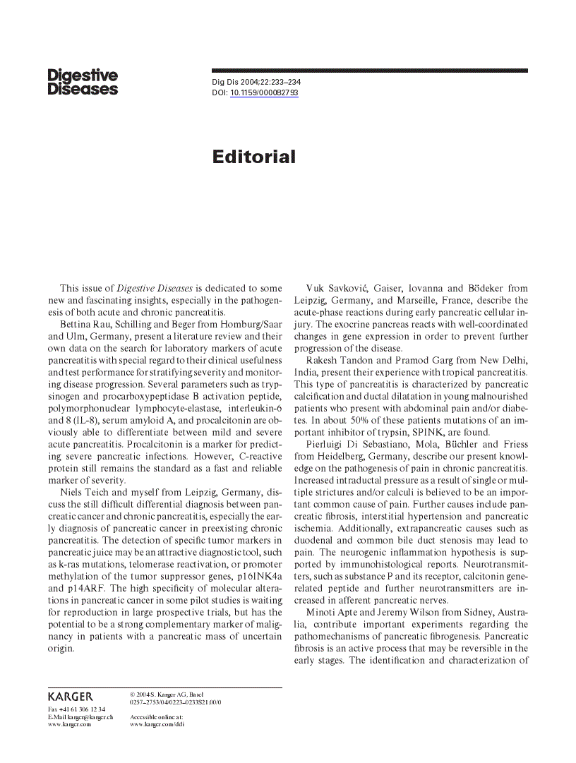 First page of Editorial