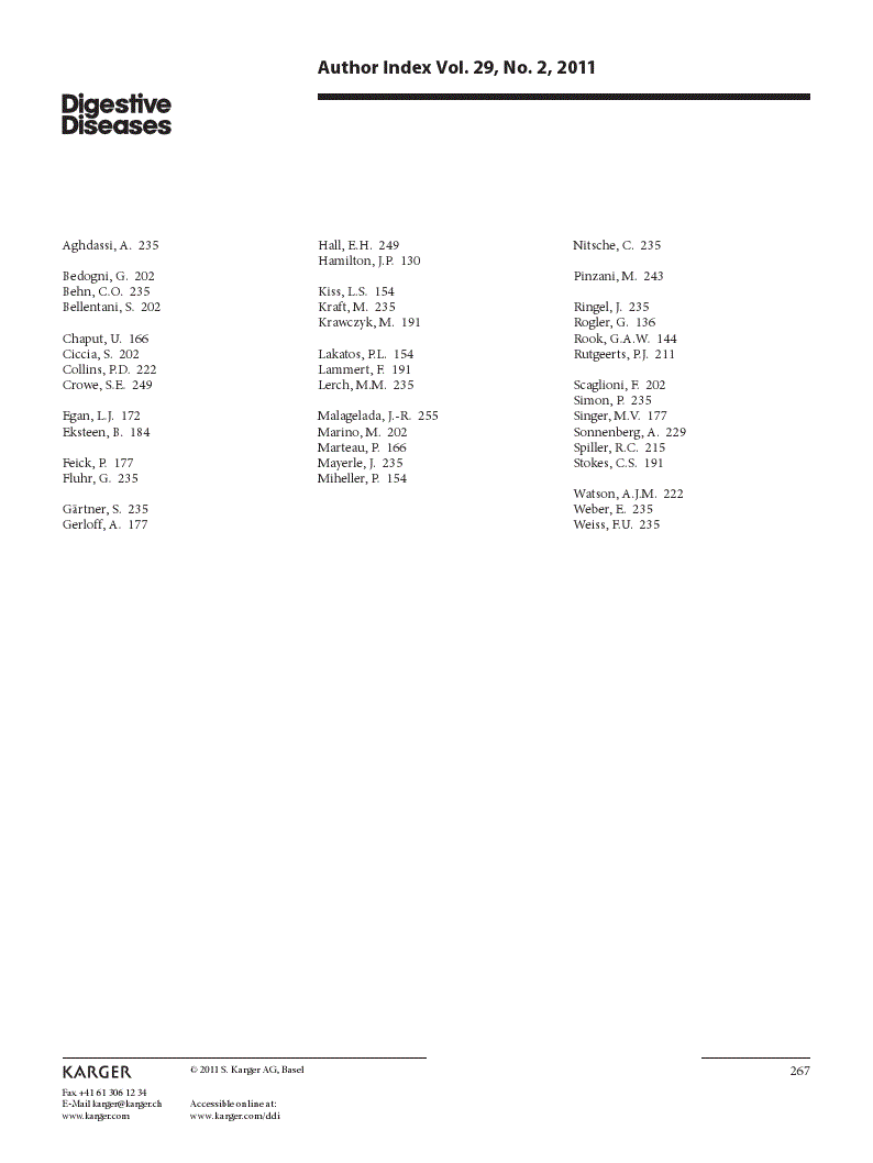 First page of Author Index Vol. 29, No. 2, 2011