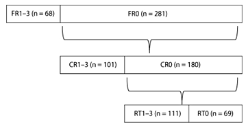 Fig. 1. Definition of the patient groups, based on the results of the extended 3-word recall test.