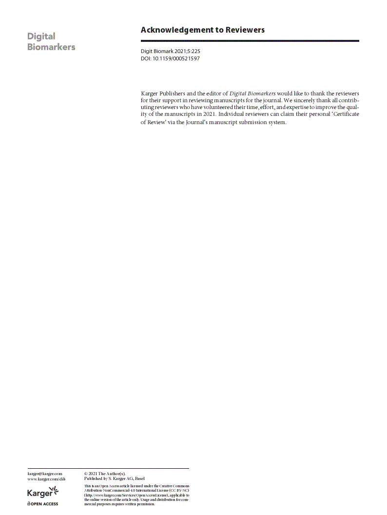 First page of Acknowledgement to Reviewers