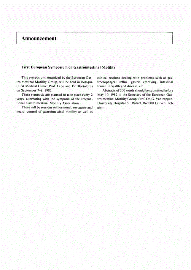 First page of Announcement