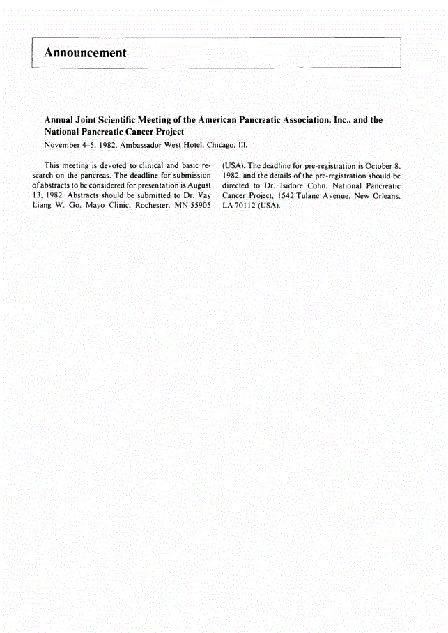 First page of Announcement