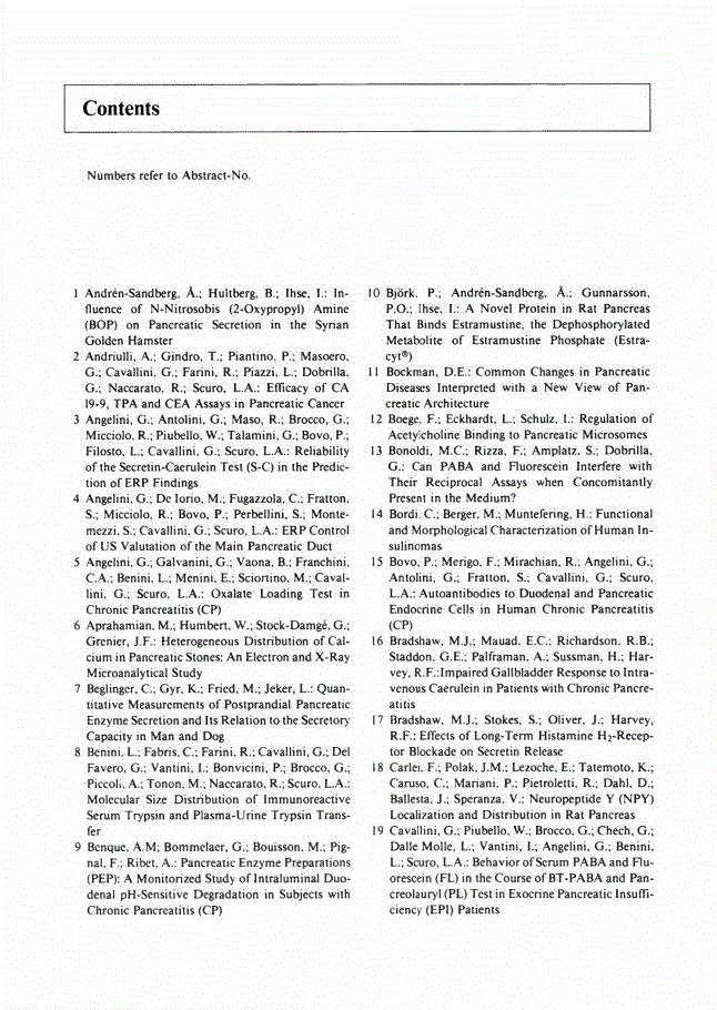 First page of Table of Contents