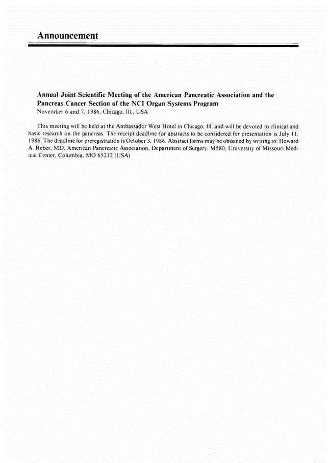 First page of Announcement