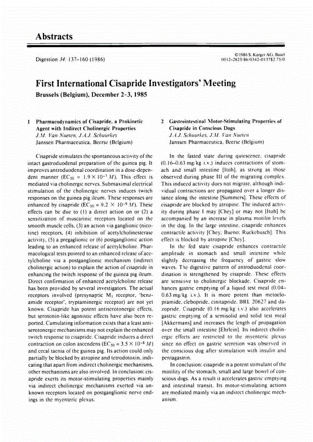 First page of First International Cisapride Investigators’ Meeting