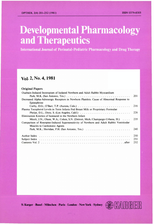 Developmental Pharmacology and Therapeutics Cover Image for Volume 2, Issue 4