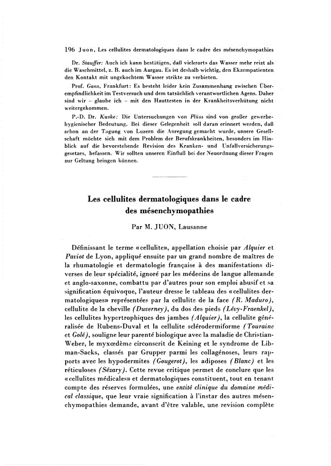 First page of Les cellulites dermatologiques dans le cadre des mésenchymopathies
