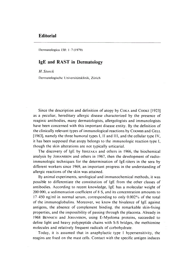 First page of IgE and RAST in Dermatology