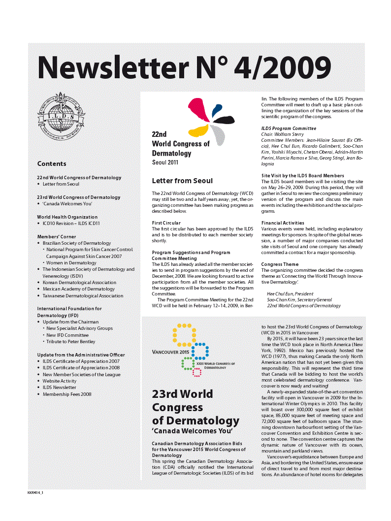 First page of Newsletter No. 4/2009