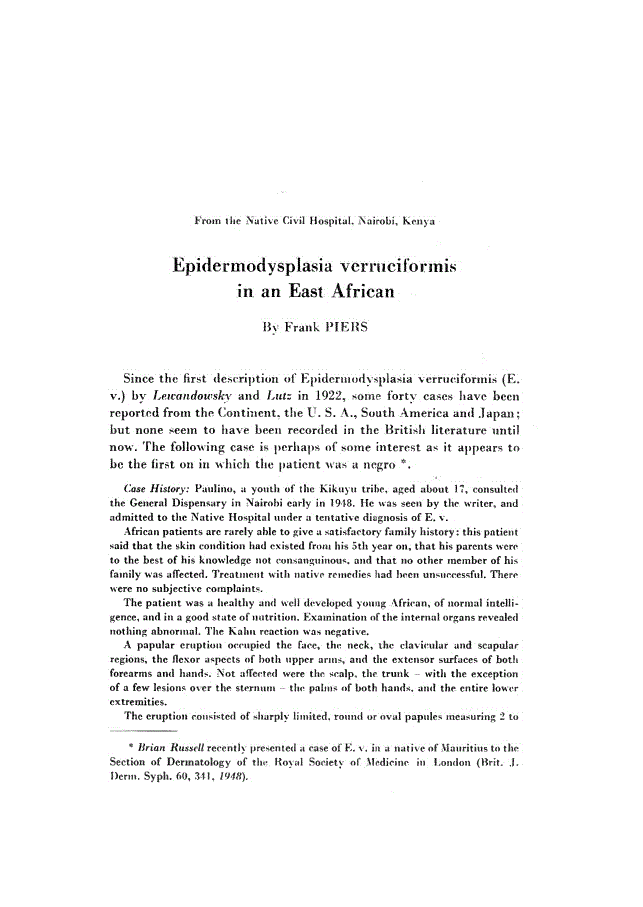 First page of Epidermodysplasia verruciformis in an East African
