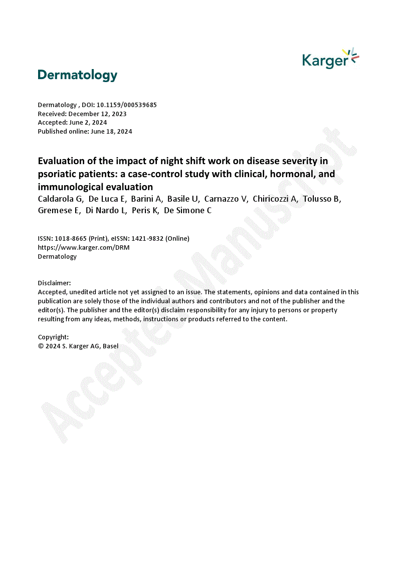 Evaluation of the impact of night shift work on disease severity in