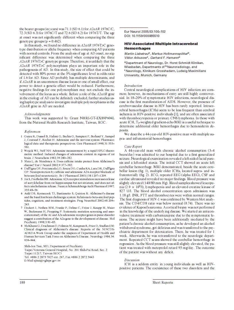 First page of HIV-Associated Multiple Intracerebral Hemorrhages
