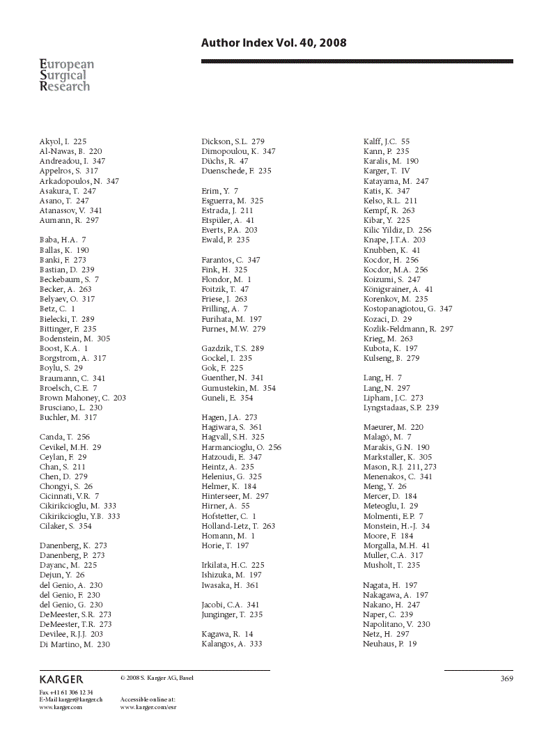 First page of Author Index Vol. 40, 2008