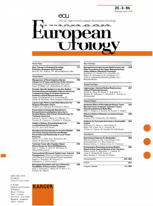 Karger Papers Volume 25 Issue 3 | European Urology | Karger Publishers