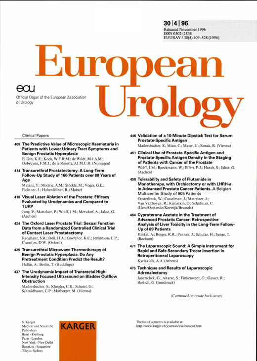 European Urology Cover Image for Volume 30, Issue 4