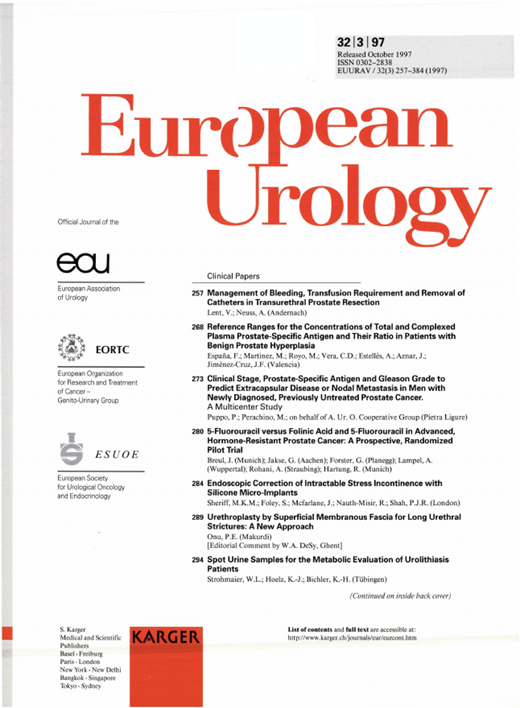 European Urology Cover Image for Volume 32, Issue 3