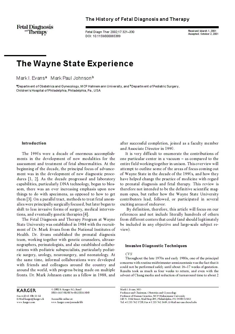 First page of The Wayne State Experience