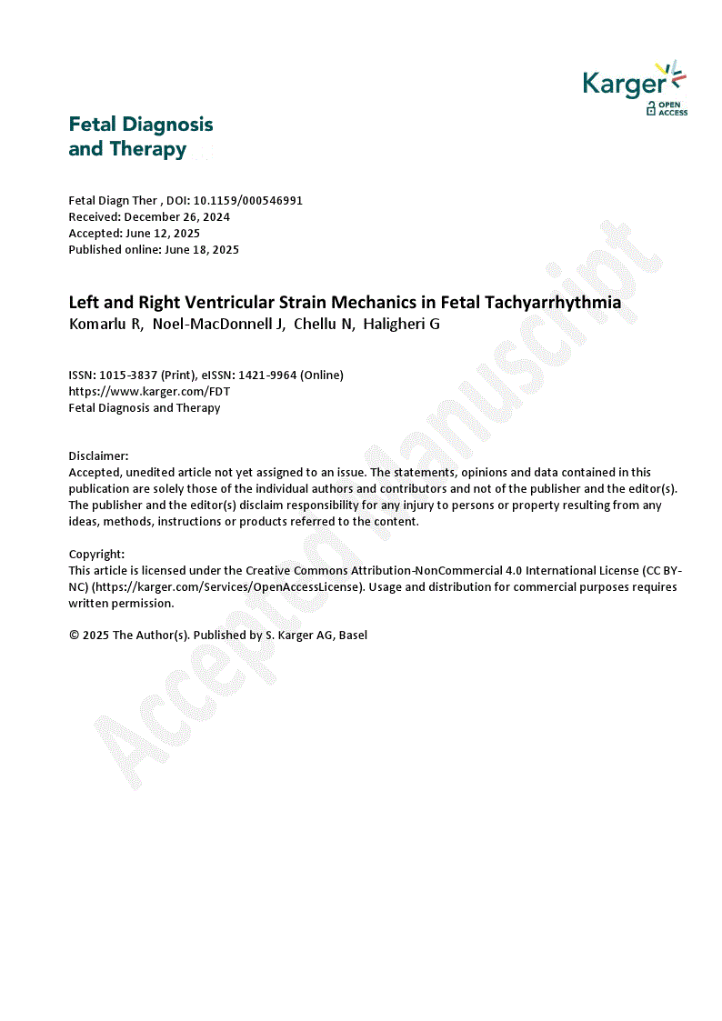 First page of Left and Right Ventricular Strain Mechanics in Fetal Tachyarrhythmia