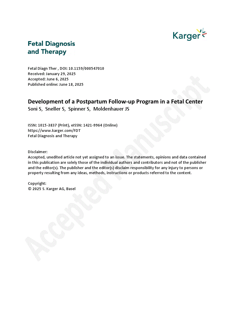 First page of Development of a Postpartum Follow-up Program in a Fetal Center