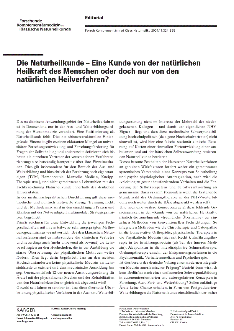 First page of Die Naturheilkunde – Eine Kunde von der natürlichen Heilkraft des Menschen oder doch nur von den natürlichen Heilverfahren?