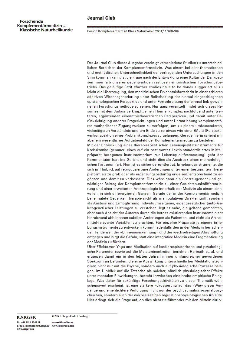 First page of Fragen zu Mistel-Lektinen
