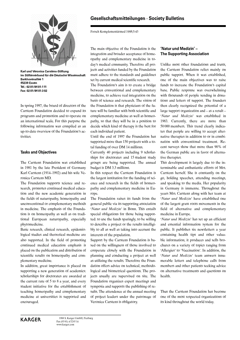 First page of Gesellschaftsmitteilungen · Society Bulletins