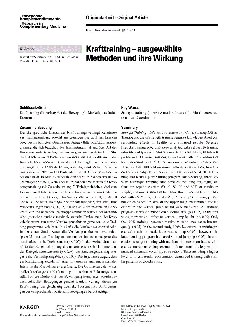 First page of Krafttraining – ausgewählte Methoden und ihre Wirkung