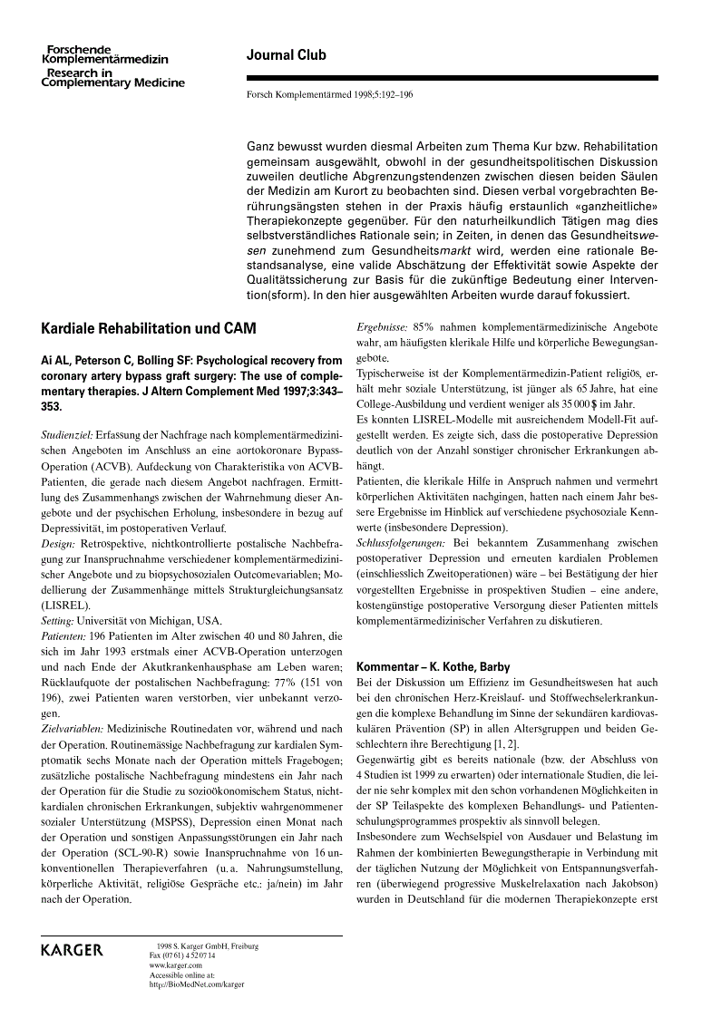 First page of Journal Club