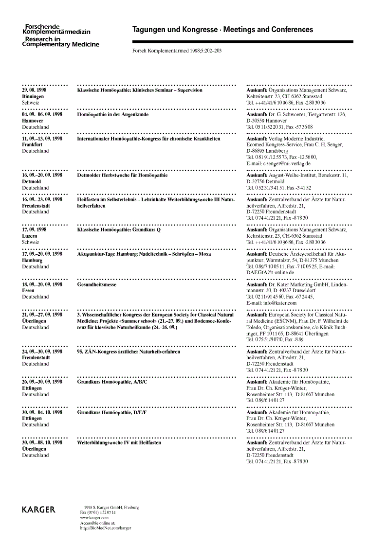 First page of Tagungen und Kongresse · Meetings and Conferences