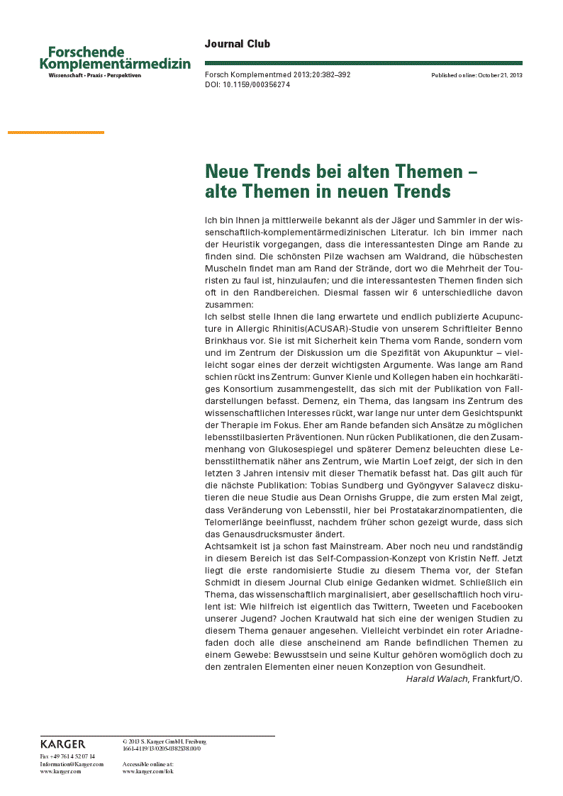 First page of Neue Trends bei alten Themen - alte Themen in neuen Trends