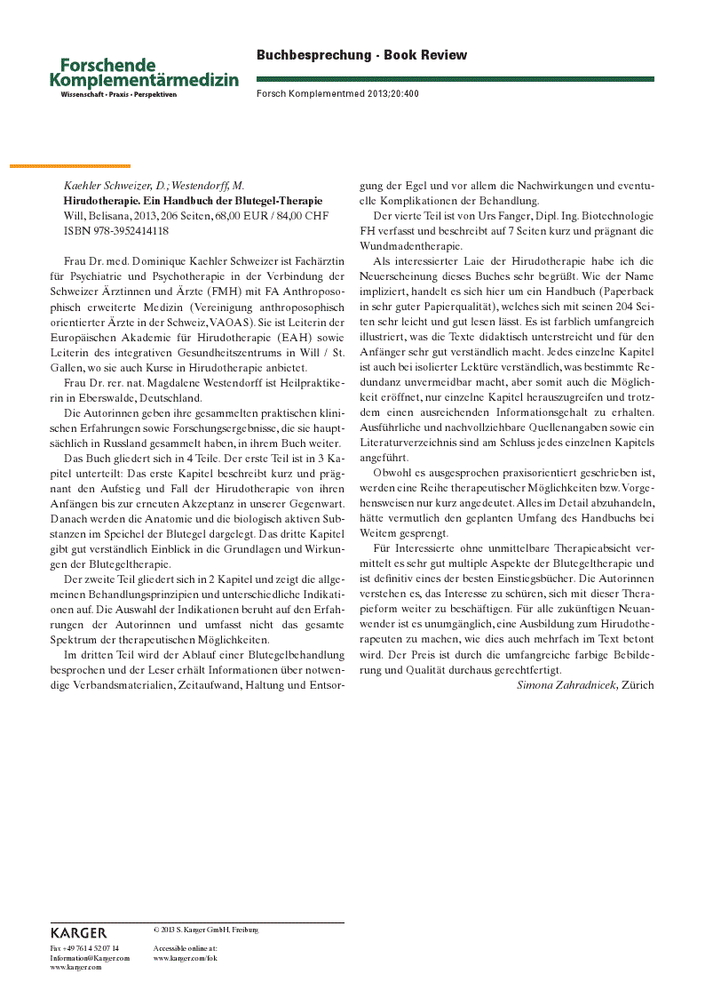 First page of Buchbesprechung · Book Review
