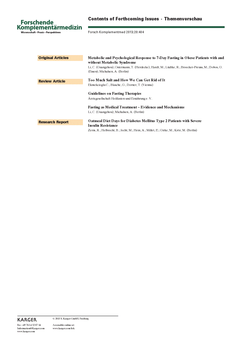 First page of Contents of Forthcoming Issues · Themenvorschau