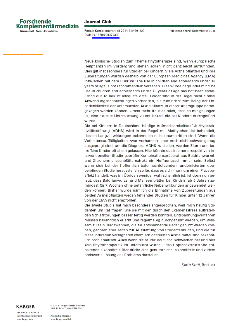 First page of Journal Club