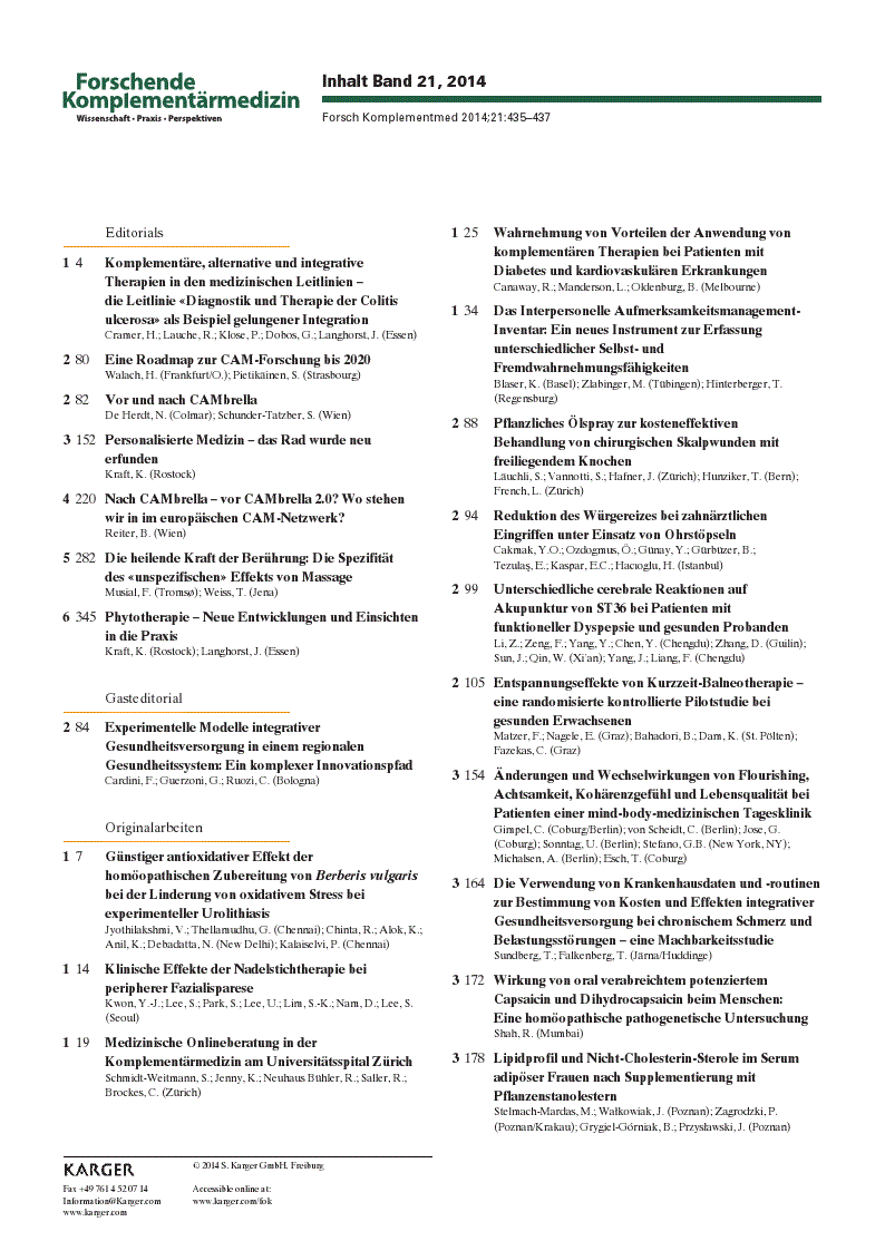 First page of Inhalt Band 21, 2014