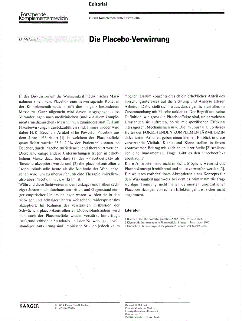 First page of Die Placebo-Verwirrung