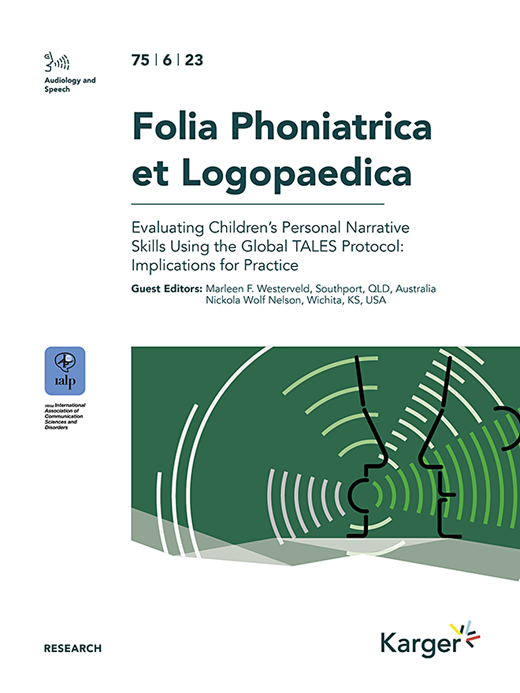 Folia Phoniatrica et Logopaedica Cover Image for Volume 75, Issue 6