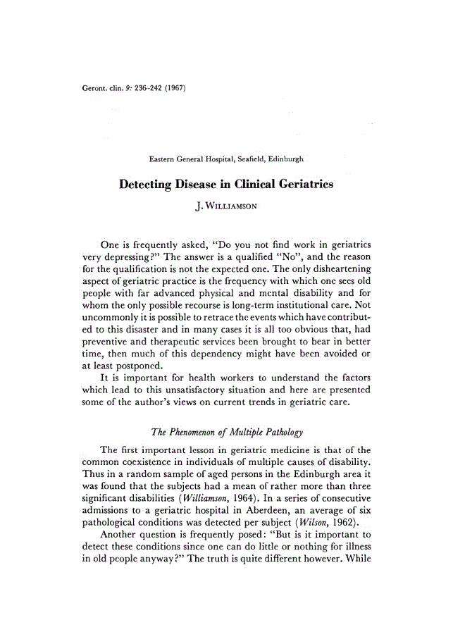 First page of Detecting Disease in Clinical Geriatrics
